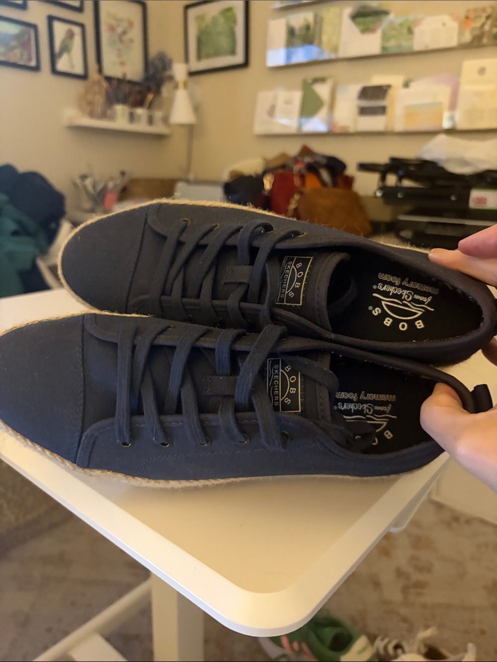 Women’s Sketchers Navy Canvas Lace-Up Espadrille Sneakers